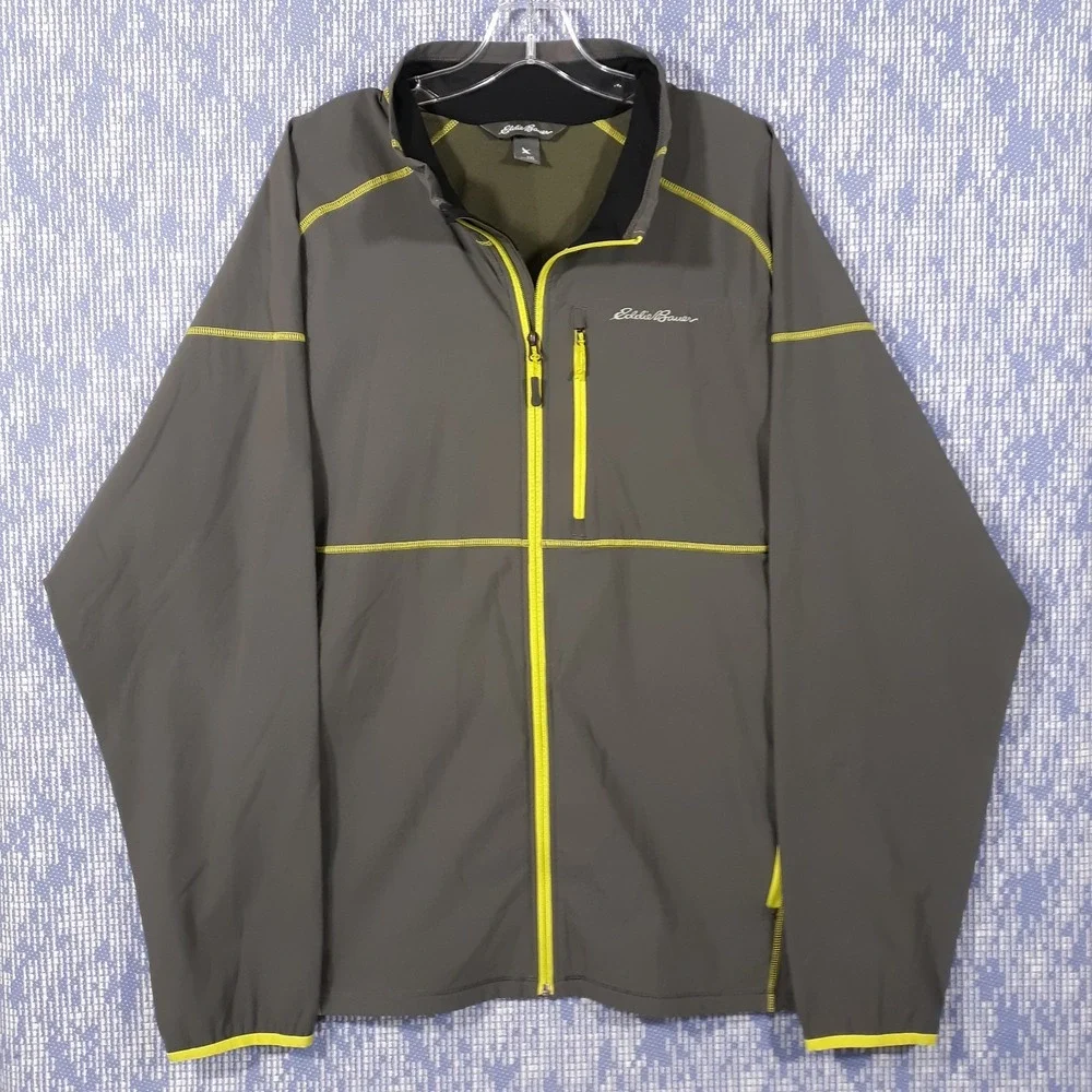 Eddie Bauer Jacket Mens 2XL Gray Activewear Outdoor Full Zip Lightweight Pockets